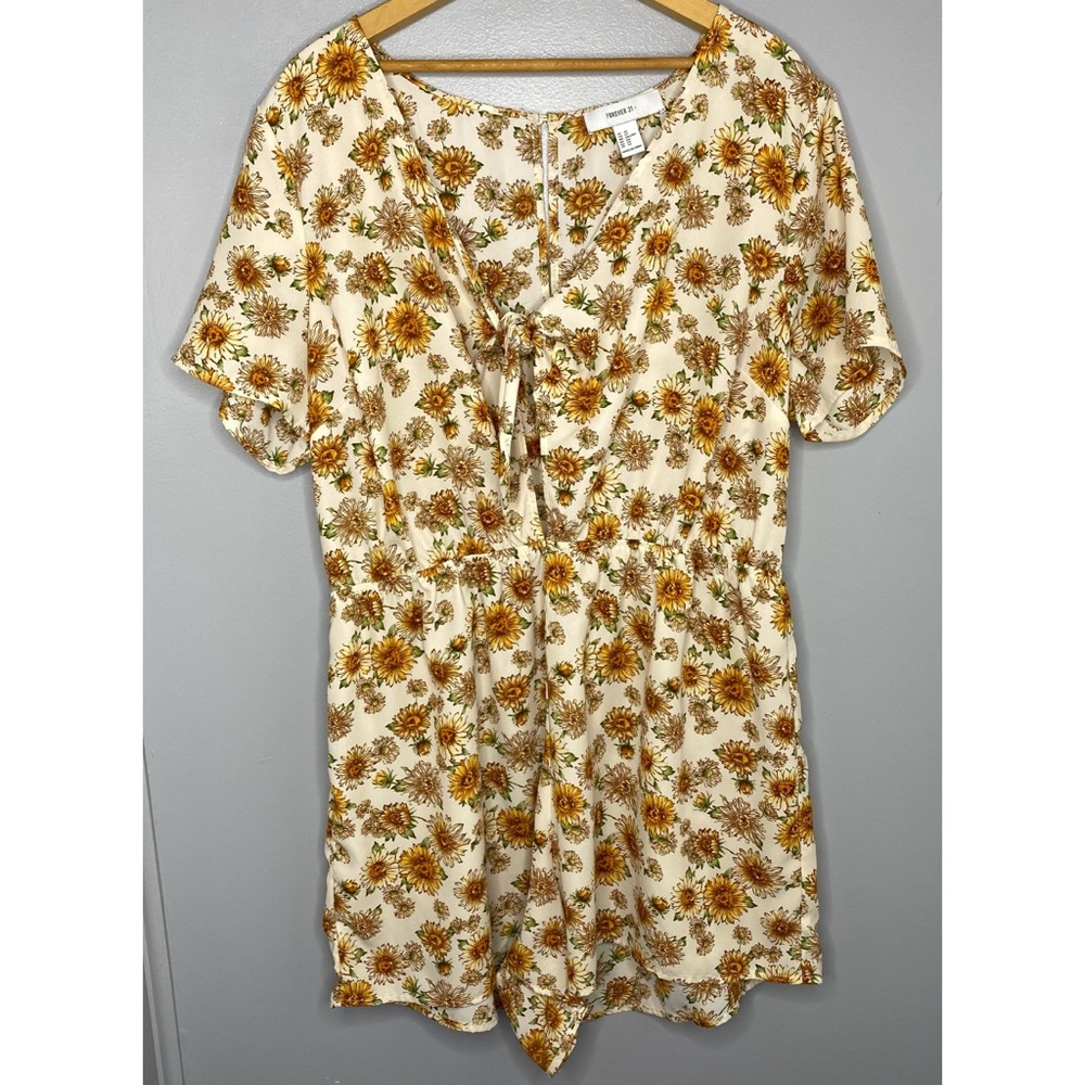 FOREVER 21+ Sunflower Tie Front Romper